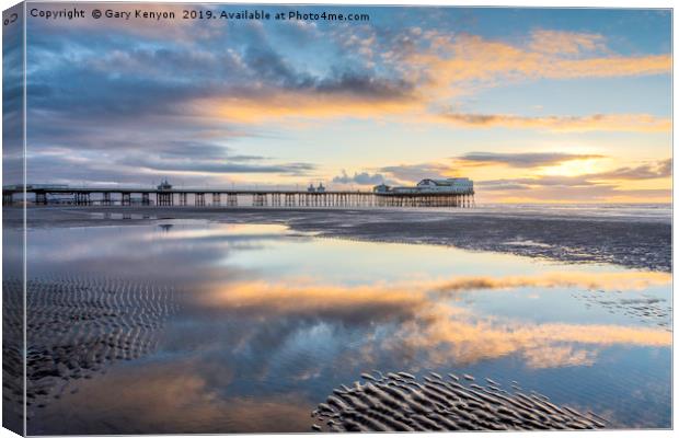 Sunset Down On Blackpool Beach Canvas Print by Gary Kenyon