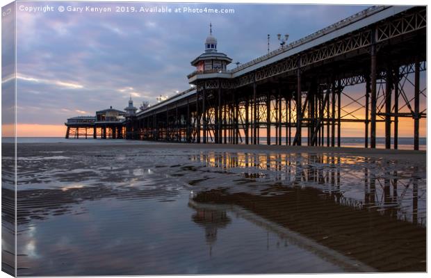 Sunset at Blackpool by North Pier Canvas Print by Gary Kenyon