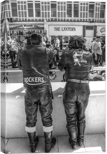 Bikers in Leather Canvas Print by Thanet Photos