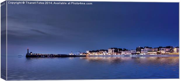Margate harbour at night Canvas Print by Thanet Photos