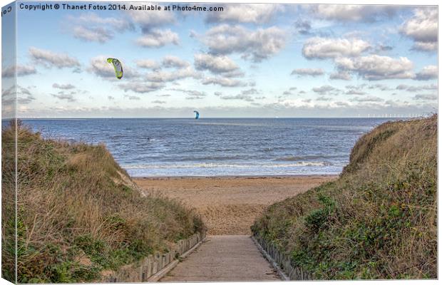 Kite surfing at Botany Bay Canvas Print by Thanet Photos