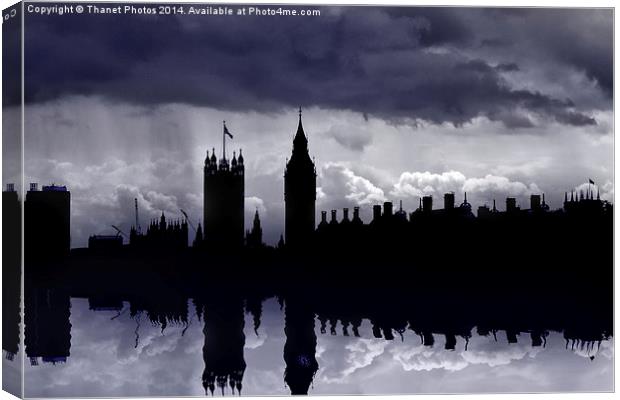  London Skyline silhouette  Canvas Print by Thanet Photos