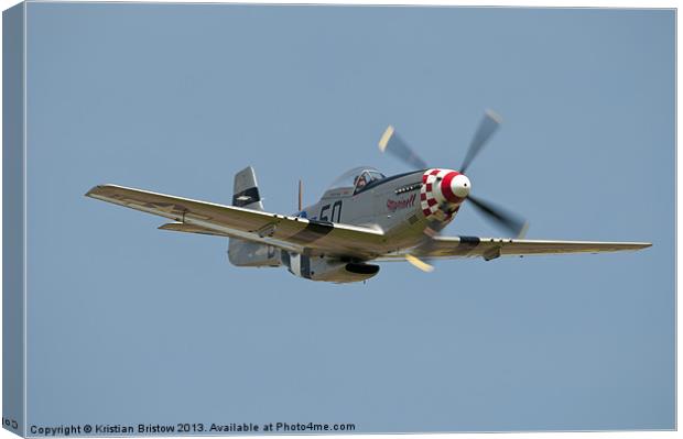 P51 Mustang Flypast. Canvas Print by Kristian Bristow