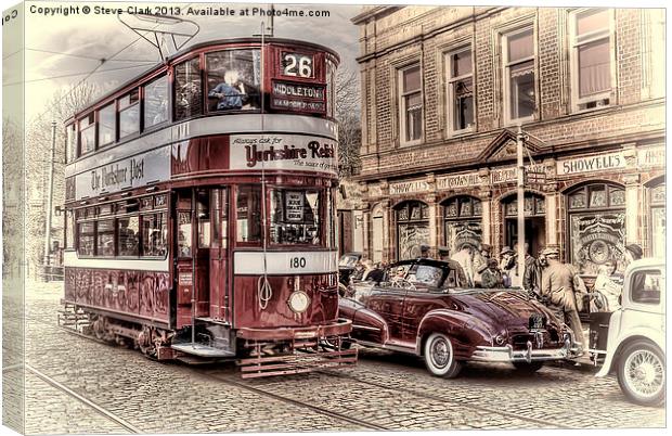 Middleton Tram - Hand Tinted Effect Canvas Print by Steve H Clark