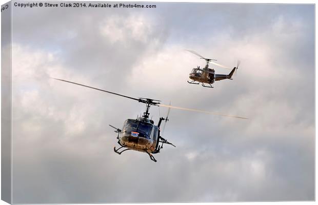  Bell UH-1 Iroquois Helicopters (A Pair of Hueys) Canvas Print by Steve H Clark