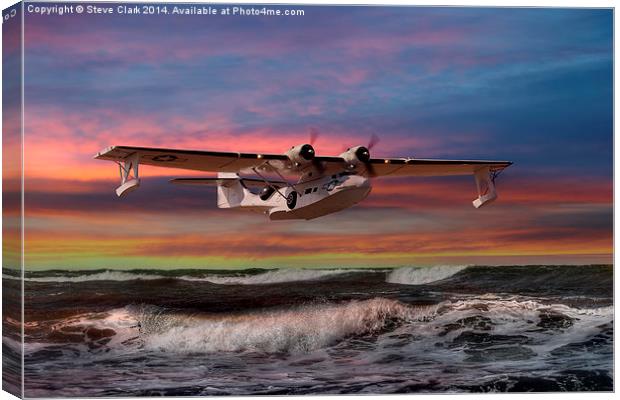  Consolidated PBY-5A at Sunset (US Navy Version) Canvas Print by Steve H Clark