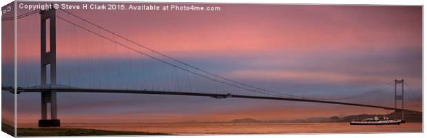 MV Balmoral Passing the Severn Bridge at Sunrise Canvas Print by Steve H Clark