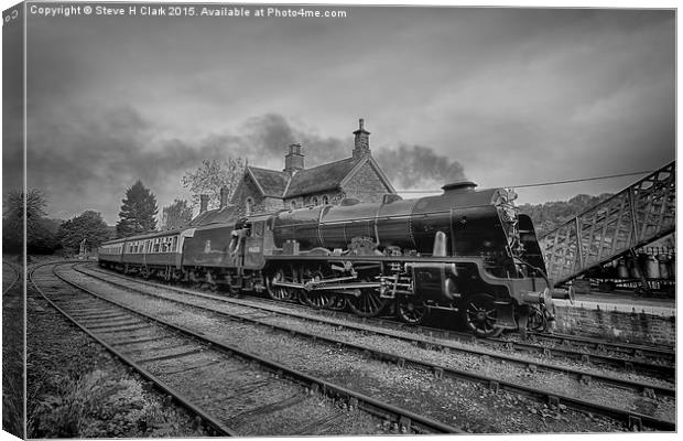 46100 Royal Scot  - Black and White Version Canvas Print by Steve H Clark