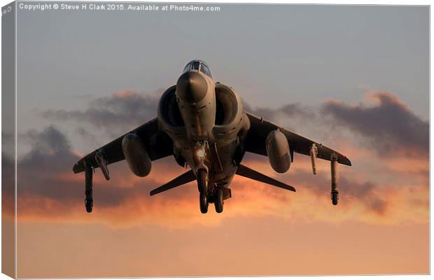  Sea Harrier at Sunset Canvas Print by Steve H Clark