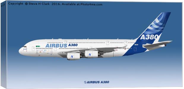Illustration of Airbus A380 In House 2010 Canvas Print by Steve H Clark