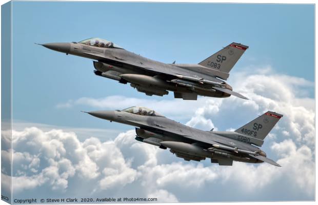 F16 Fighting Falcon Warhawks Canvas Print by Steve H Clark