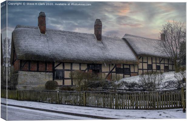 Anne Hathaway's Cottage in the Snow Canvas Print by Steve H Clark