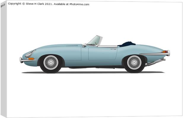 Jaguar E Type Roadster Opalescent Silver Blue Canvas Print by Steve H Clark