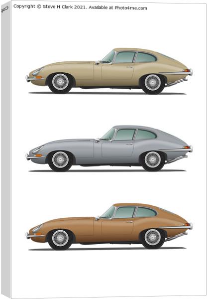 Jaguar E Type Fixed Head Coupe Gold Silver and Bro Canvas Print by Steve H Clark