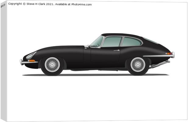 Jaguar E Type Fixed Head Coupe Black Canvas Print by Steve H Clark