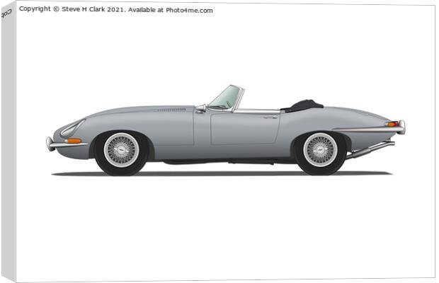 Jaguar E Type Roadster Mist Grey Canvas Print by Steve H Clark