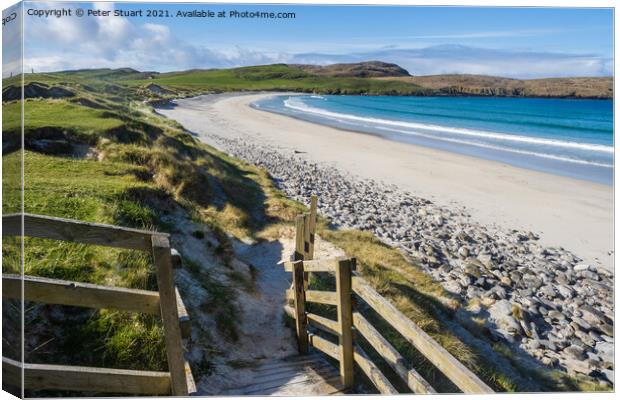 White sands at Vatersay beach in the Outer Hebrides Canvas Print by Peter Stuart