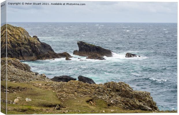 Rocks and Point at the Butt of Lewis Canvas Print by Peter Stuart