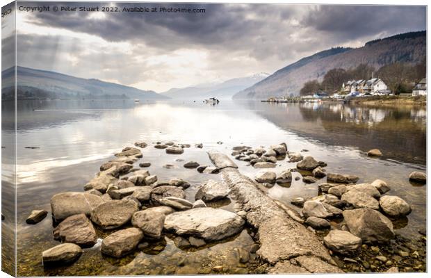 Loch Tay is a freshwater loch in the central highlands of Scotla Canvas Print by Peter Stuart