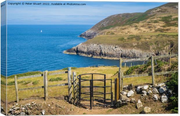 Walking on the Welsh Coast Path around Aberdaron on the Llyn Pen Canvas Print by Peter Stuart