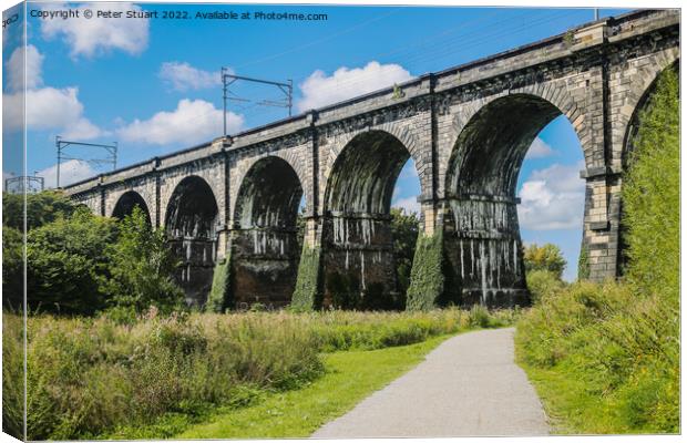 The Sankey Viaduct is a railway viaduct in North West England. Canvas Print by Peter Stuart
