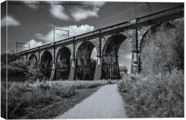 The Sankey Viaduct is a railway viaduct in North West England. Canvas Print by Peter Stuart