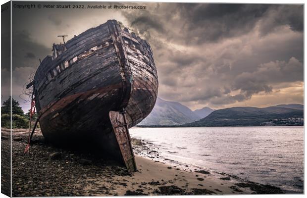 Corpach Shipwreck near Fort william in the Scottish Highlands Canvas Print by Peter Stuart