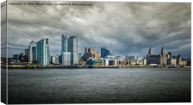 Liverpool Skyline from Seacombe Canvas Print by Peter Stuart