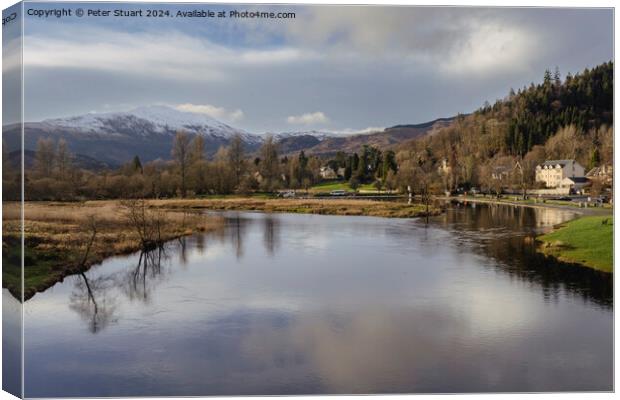 Ben Ledi from the river Teith at Callander Canvas Print by Peter Stuart