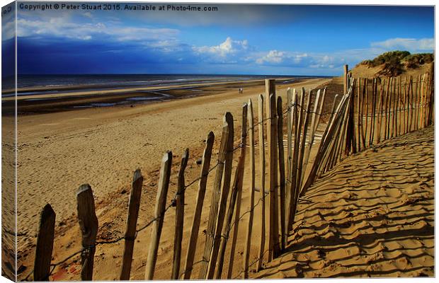  Fenced in at the beach Canvas Print by Peter Stuart