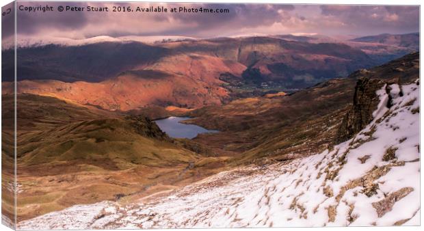 Grasmere Common and Easdale Tarn Canvas Print by Peter Stuart