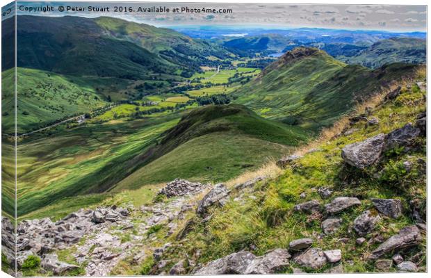 Helm Crag and Steel Fell Canvas Print by Peter Stuart