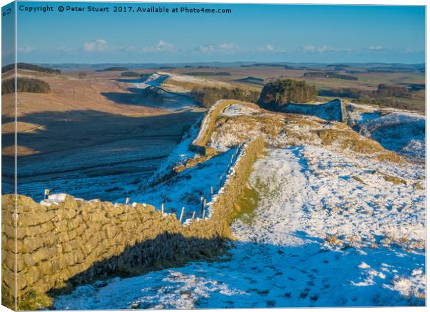 Hadrian's Wall, Northumberland Canvas Print by Peter Stuart