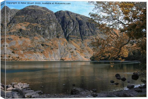 The Wasdale Screes and Raven Crag in the wasdale Valley Canvas Print by Peter Stuart