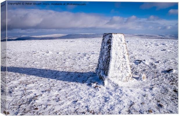 Ingleborough Summit in Winter snow Canvas Print by Peter Stuart