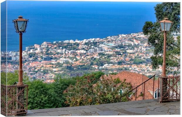 View to Funchal from Monte. Canvas Print by David Birchall