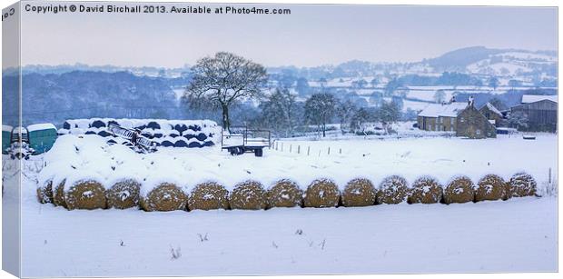 Winter on a remote Derbyshire farm. Canvas Print by David Birchall