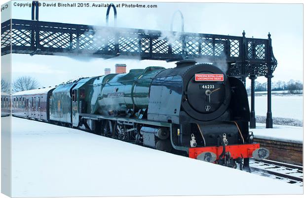 Steam locomotive 46233 Duchess Of Sutherland in sn Canvas Print by David Birchall
