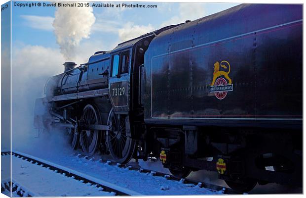 Winter steam train 73129 Canvas Print by David Birchall