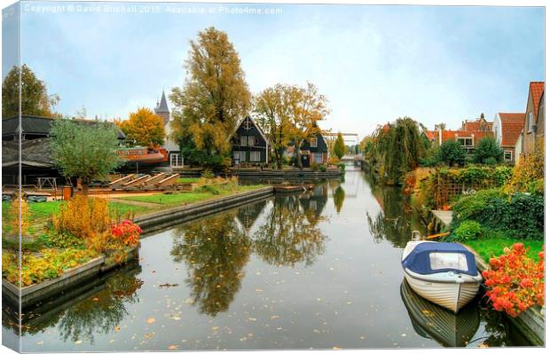 Edam Waterway In Autumn  Canvas Print by David Birchall