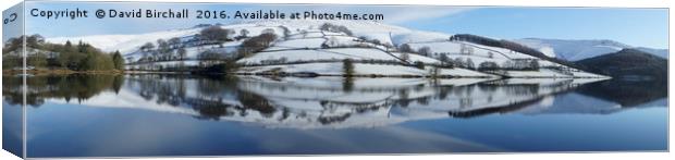 Ladybower Winter Reflections Panorama Canvas Print by David Birchall