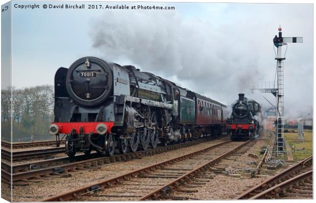 70013 and 46521 at Swithland sidings Canvas Print by David Birchall