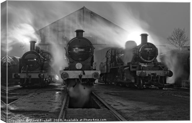 Steam shed at dusk. Canvas Print by David Birchall