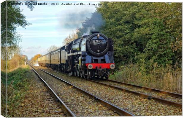 70013 Oliver Cromwell approaching Rothley. Canvas Print by David Birchall