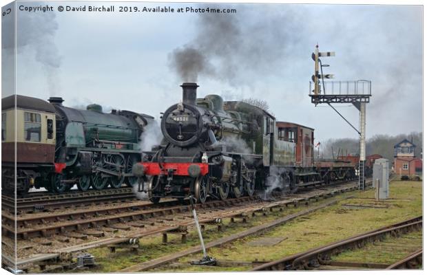 Steam trains 46521 and 777 Sir Lamiel Canvas Print by David Birchall