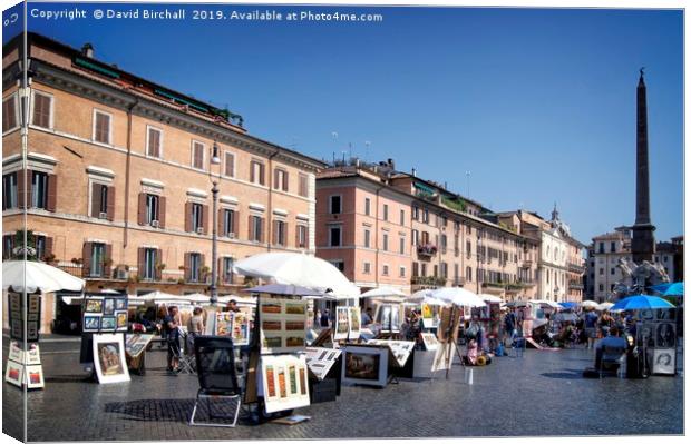 Artists in Piazza Navona, Rome Canvas Print by David Birchall