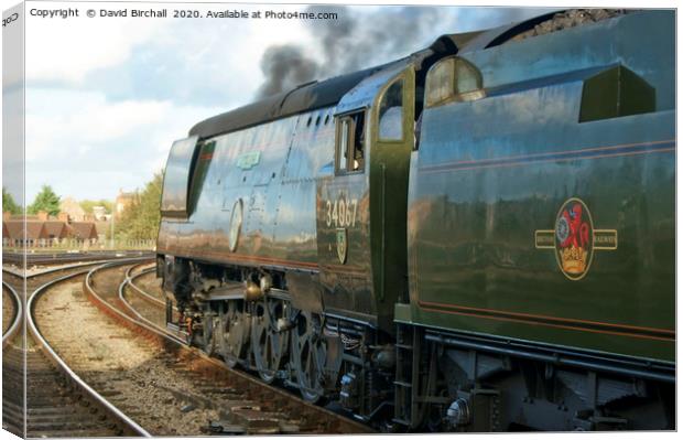 Preserved steam locomotive 34067 Tangmere. Canvas Print by David Birchall