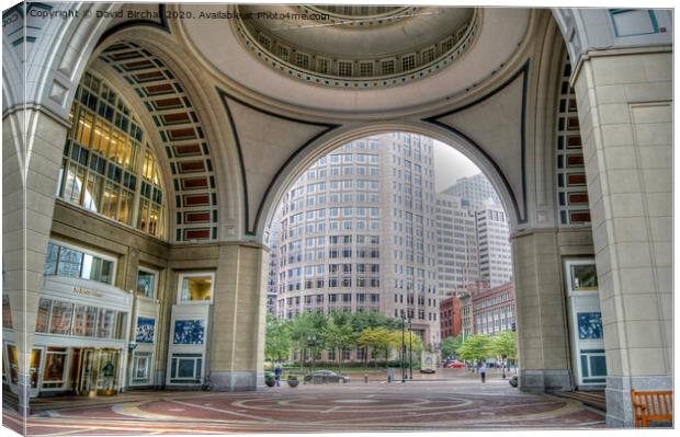 Boston Harbor Hotel archway. Canvas Print by David Birchall