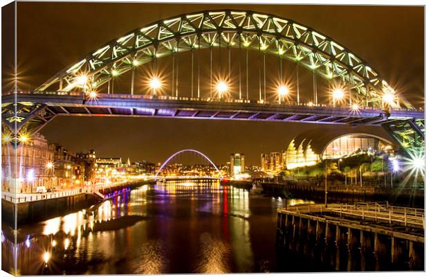 Bright Lights of the Quayside Canvas Print by Helen Holmes