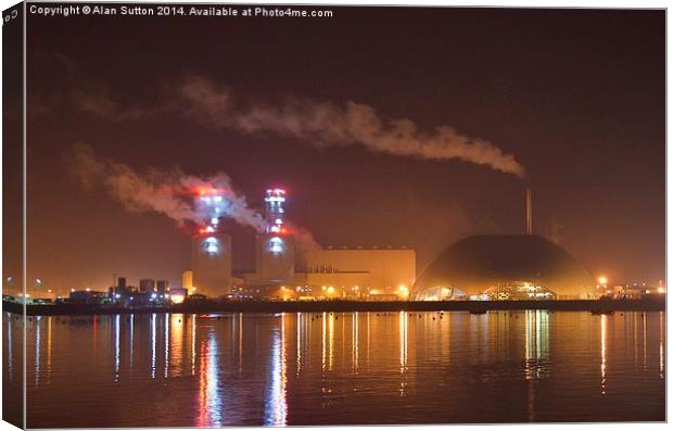 Marchwood Dome by night. Canvas Print by Alan Sutton